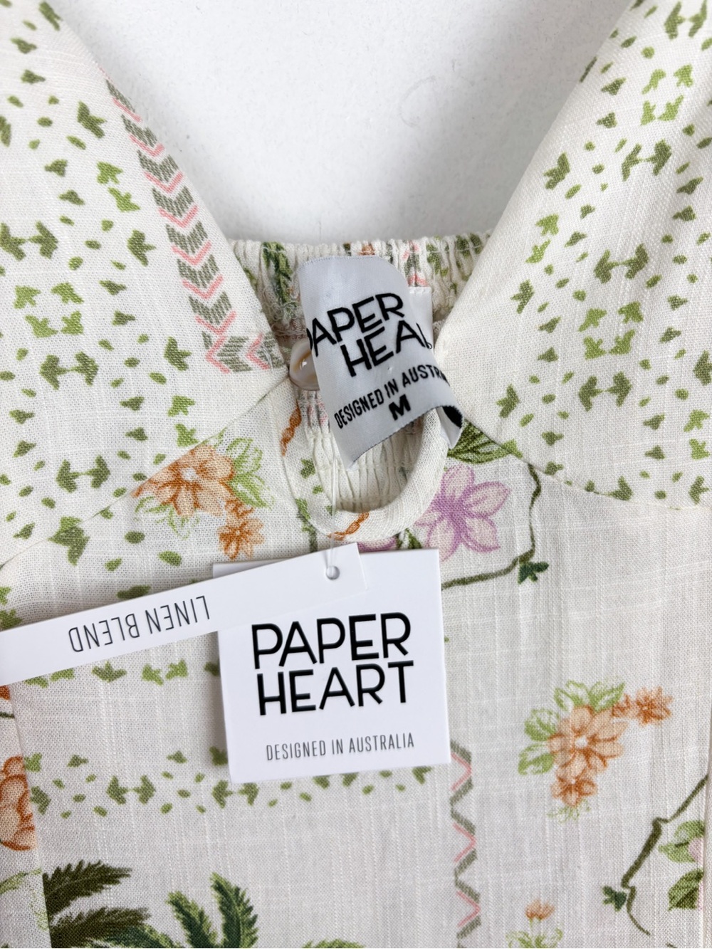 NWT Paper Heart Australia Tropical Print Linen Blend Maxi Dress Sz M - Picture 5 of 7